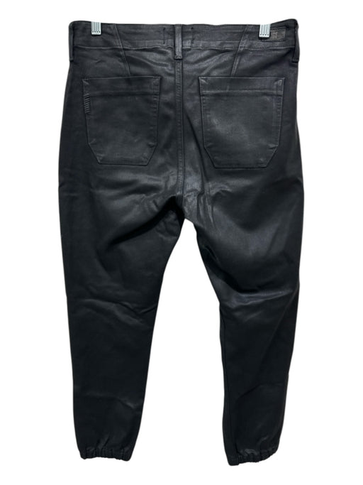 Paige Size 29 Black Rayon Blend Coated High Rise Zip Ankle Jogger Jeans Black / 29