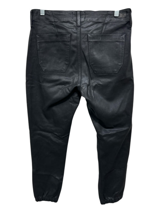 Paige Size 29 Black Rayon Blend Coated High Rise Zip Ankle Jogger Jeans Black / 29