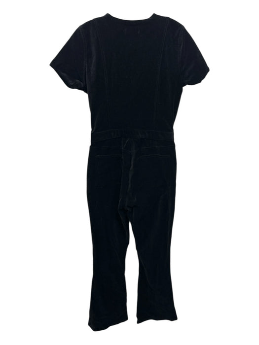 Ramy Brook Size M / 30 Black Cotton Blend Velvet Zip & Button Flare Jumpsuit Black / M / 30
