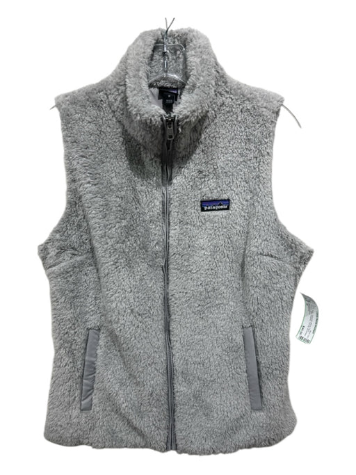 Patagonia Size M Gray Polyester Blend Faux Sherpa Side Pockets Full Zip Vest Gray / M
