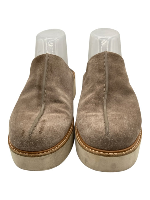 Vince Shoe Size 39 Taupe & White Suede Round Toe Platform Mules Taupe & White / 39