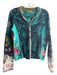 Ivko Size 38 Blue, Green, Multi Cotton Embroidered Floral Print Cardigan Sweater Blue, Green, Multi / 38