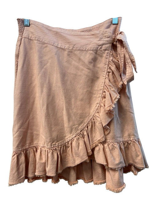 Pilcro Size Medium Peach Cotton Blend Faux Wrap Ruffle Detail Raw Hem Skirt Peach / Medium