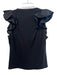 Veronica Beard Size Medium Black Pima Cotton Ribbed V Neck Ruffle Sleeveless Top Black / Medium