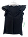 Veronica Beard Size Medium Black Pima Cotton Ribbed V Neck Ruffle Sleeveless Top Black / Medium