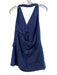 Maeve Size Small Navy Linen Blend Halter Front Buttons Flower Applique Top Navy / Small