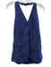 Maeve Size Small Navy Linen Blend Halter Front Buttons Flower Applique Top Navy / Small