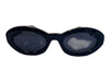 Yves Saint Laurent Black Acetate Oval Logo Thick Arms Sunglasses Black