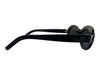 Yves Saint Laurent Black Acetate Oval Logo Thick Arms Sunglasses Black