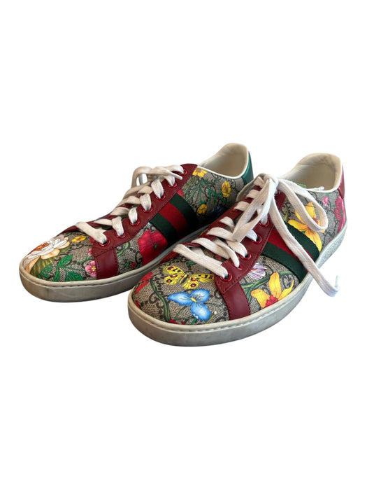 Gucci Shoe Size 38.5 Multi Leather Lace Up Butterflies Logo Low Top Shoes Multi / 38.5