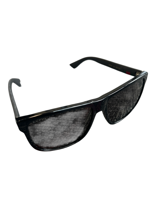 Gucci Black Acetate Rubber Square Grey Lenses Sunglasses Black