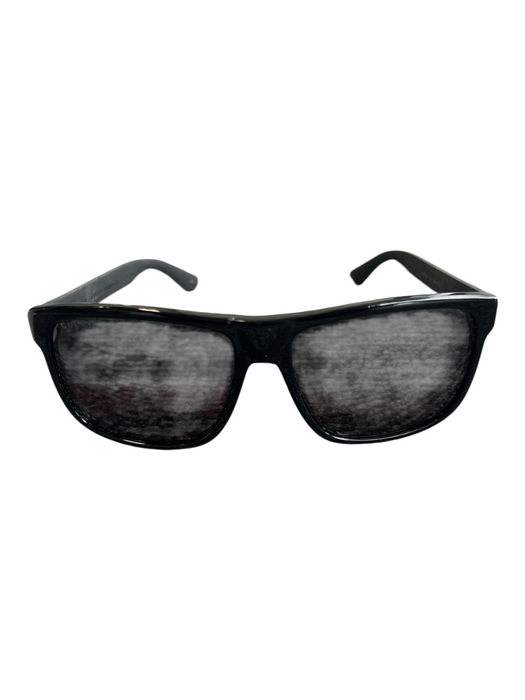 Gucci Black Acetate Rubber Square Grey Lenses Sunglasses Black