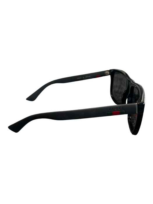 Gucci Black Acetate Rubber Square Grey Lenses Sunglasses Black