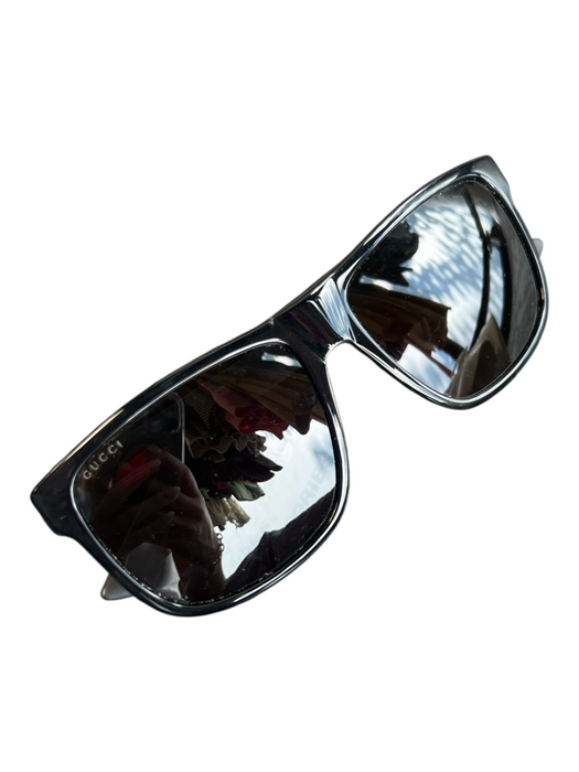 Gucci Black Acetate Rubber Square Grey Lenses Sunglasses Black