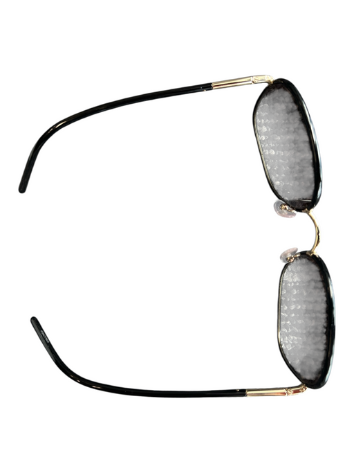 Prada Black Metal Square Gold Frame Oversize Gradient Sunglasses Black
