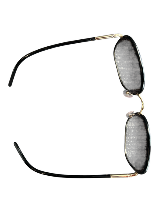 Prada Black Metal Square Gold Frame Oversize Gradient Sunglasses Black