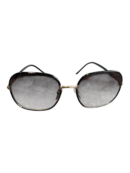 Prada Black Metal Square Gold Frame Oversize Gradient Sunglasses Black