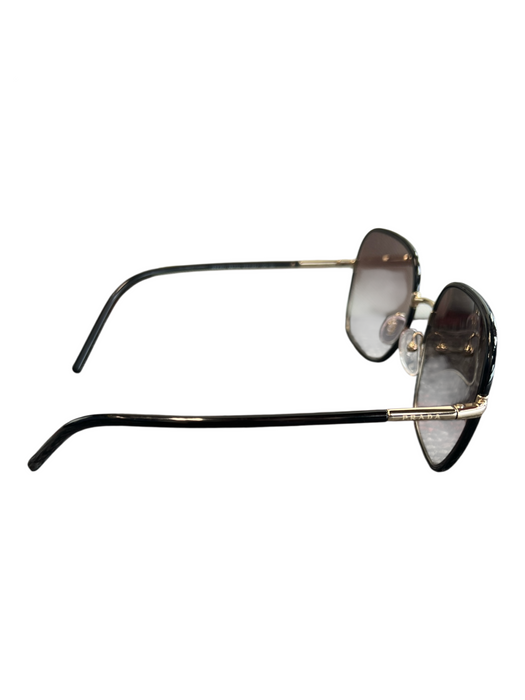 Prada Black Metal Square Gold Frame Oversize Gradient Sunglasses Black