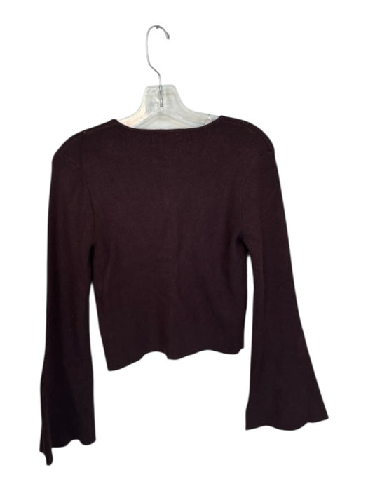 Good American Size M Brown Viscose Blend Ribbed Button Down Cardigan Sweater Brown / M