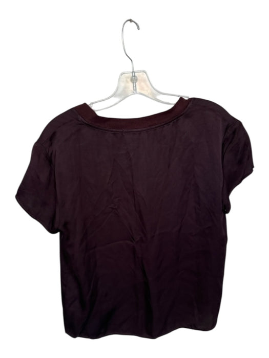 perfectwhitetee Size S Dark Purple Viscose Short Sleeve V Neck Top Dark Purple / S