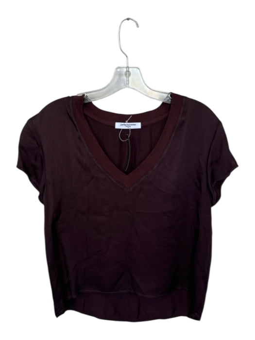 perfectwhitetee Size S Dark Purple Viscose Short Sleeve V Neck Top Dark Purple / S
