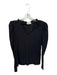 Nation Size M Black Pima Cotton Shoulder Pad Ruffles V Neck Top Black / M