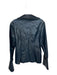 Cinq a Sept Size M Navy Vegan Leather Long Sleeve Front Twist Collar Top Navy / M