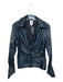 Cinq a Sept Size M Navy Vegan Leather Long Sleeve Front Twist Collar Top Navy / M