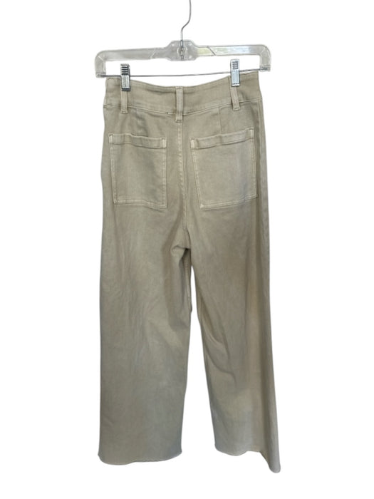 Miou Muse Size S Tan Cotton Blend High Waist Lace Up Side Zip Wide Leg Jeans Tan / S