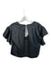 Maeve Size S Black Vegan Leather Flutter Cap sleeve V Neck Top Black / S
