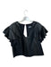Maeve Size S Black Vegan Leather Flutter Cap sleeve V Neck Top Black / S