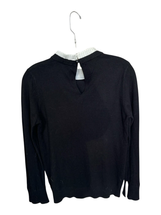 Vila Milano Size Est M Black & White Nylon Blend Ruffle Collar Sweater Black & White / Est M