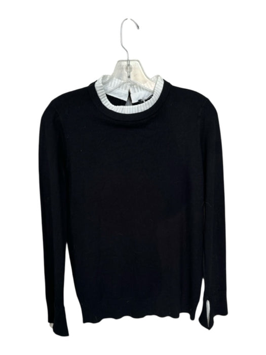 Vila Milano Size Est M Black & White Nylon Blend Ruffle Collar Sweater Black & White / Est M