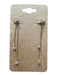 Gold Metal Chain Faux Diamonds Post Back Dangle Earrings Gold
