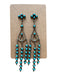 Silver & Turquoise Sterling Silver Stones Post Back Dangle Western Earrings Silver & Turquoise