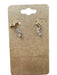 Gold Metal Rhinestone Post Back Set of 2 Earrings Gold