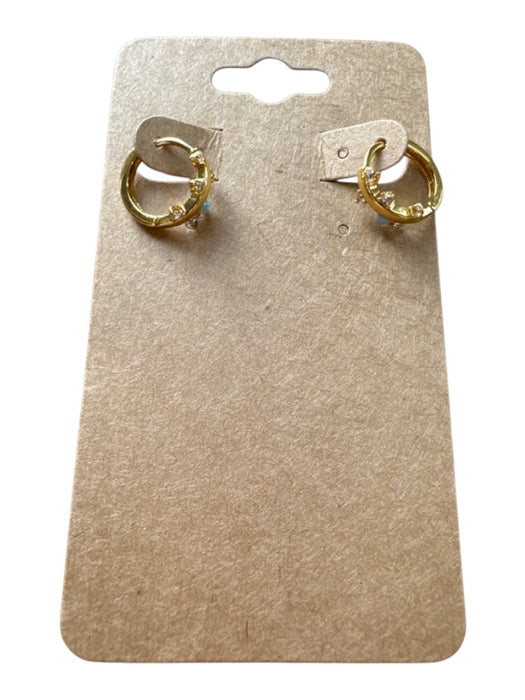 Gold & Blue Gold Plated Huggie sTONE Dainty Earrings Gold & Blue