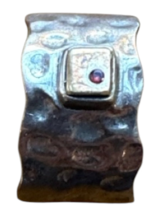 Silver & Gold Sterling Silver Hammered Wide Square Ring Silver & Gold