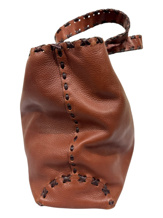 Randell Dodge Brown Pebbled Leather Leather Strap Zip Close Shoulder Bag Bag Brown