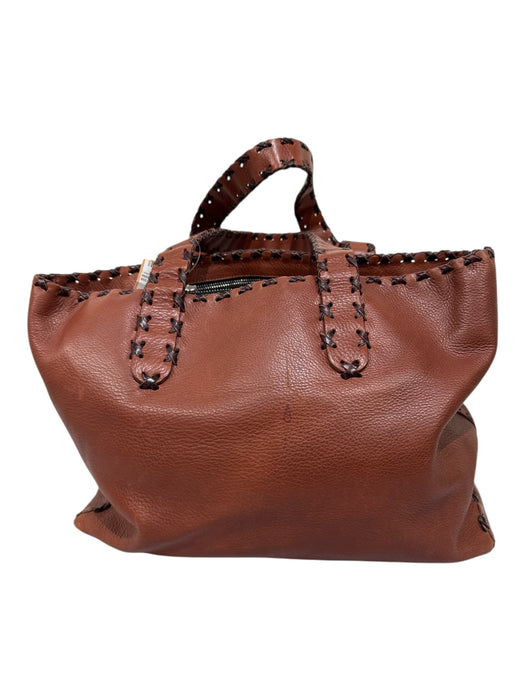 Randell Dodge Brown Pebbled Leather Leather Strap Zip Close Shoulder Bag Bag Brown