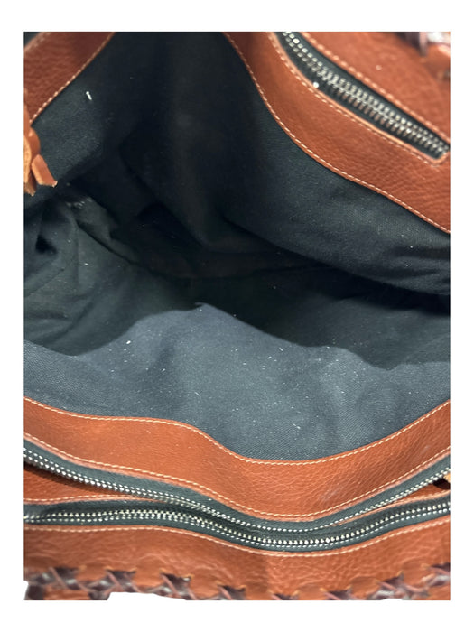 Randell Dodge Brown Pebbled Leather Leather Strap Zip Close Shoulder Bag Bag Brown