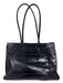 Furla Black Leather Croc Embossed Top Handles Tote Bag Black / L