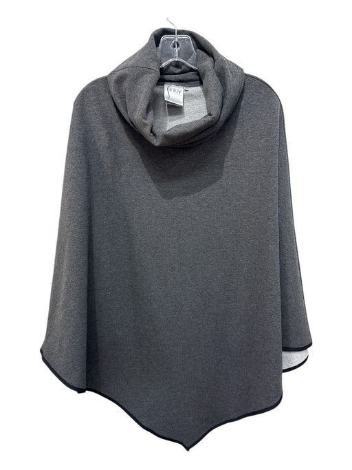 Finley Size L Gray Rayon Blend Heathered Handkerchief Hem Poncho Sweater Gray / L