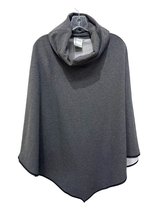 Finley Size L Gray Rayon Blend Heathered Handkerchief Hem Poncho Sweater Gray / L