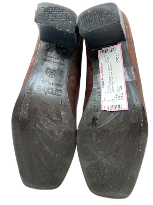 Arche Shoe Size 39 Brown Leather Suede Square Toe Low Heel Pumps Brown / 39