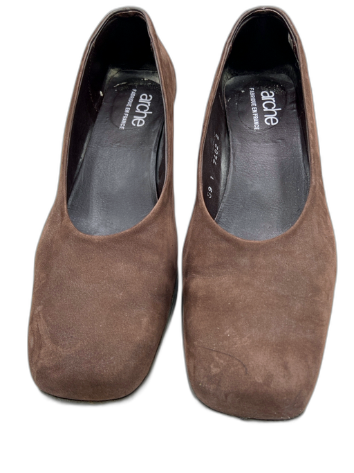 Arche Shoe Size 39 Brown Leather Suede Square Toe Low Heel Pumps Brown / 39