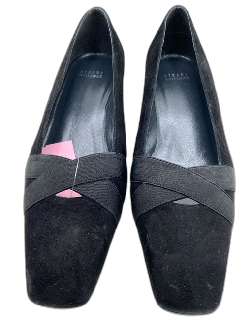 Stuart Weitzman Shoe Size 9 Black Leather Suede Criss Cross Square Toe Pumps Black / 9