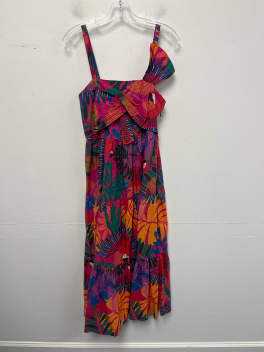 Farm Rio Size S Magenta Pink & Multi Cotton Sleeveless Flora & Fauna Dress