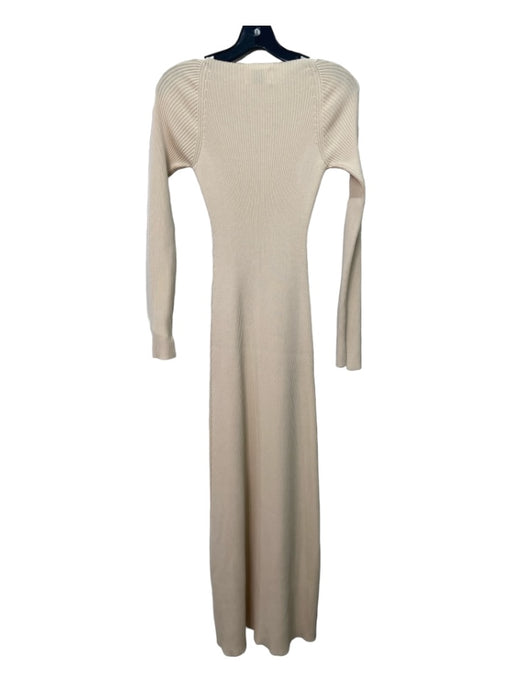 Dissh Size XS Beige Viscose Blend V Neck Long Sleeve Ribbed Maxi Dress Beige / XS