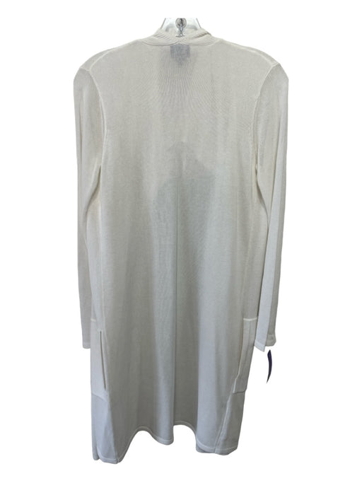 W by Worth Size XP White Cotton Blend Open Front Knit Long Sleeve Long Cardigan White / XP